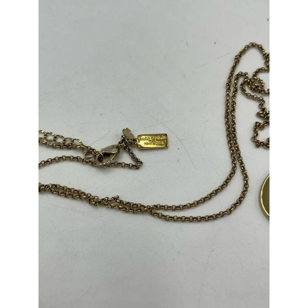 Kate Spade Oval Pave Script “A”One In A Million Pendant ‎ Gold Tone Necklace